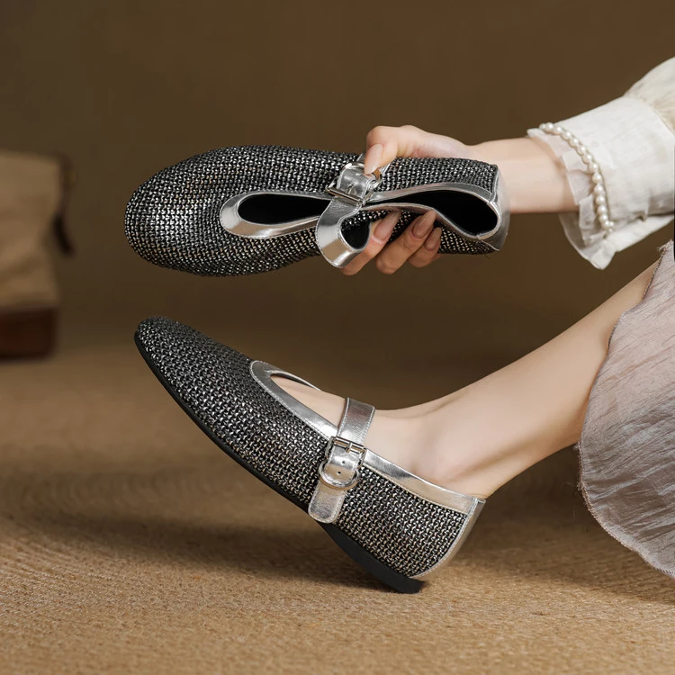 1cm 简约百搭舒适软底浅口玛丽珍单鞋春季法式气质时尚一字带单鞋