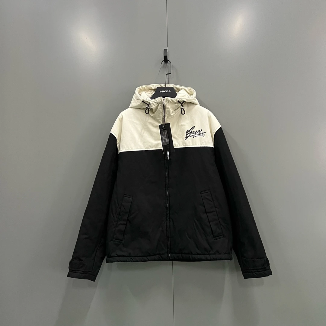 95新 GUCCI/古驰 ab1223 101756 拼色logo连帽夹克外套 50码