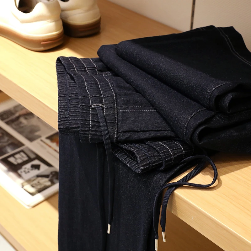 【242412049】雅奢丹宁 随性优雅薄荷凉感直筒松紧腰休闲牛仔裤男