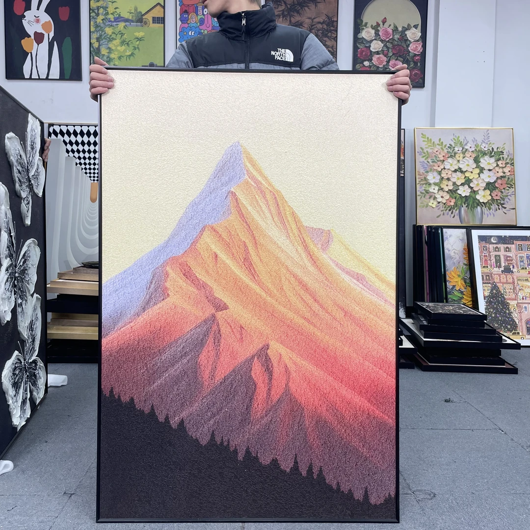 现代光影金山装饰画小众奶油风轻奢客厅背景墙挂画玄关80120