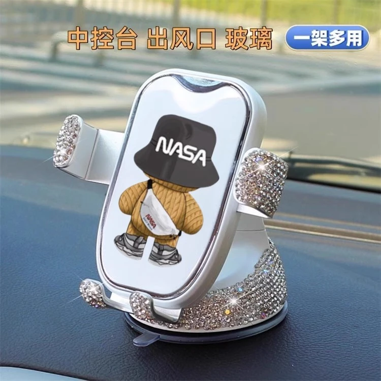 车载手机支架仪表台吸盘式新款镶钻卡通可爱车上防抖导航车内饰女