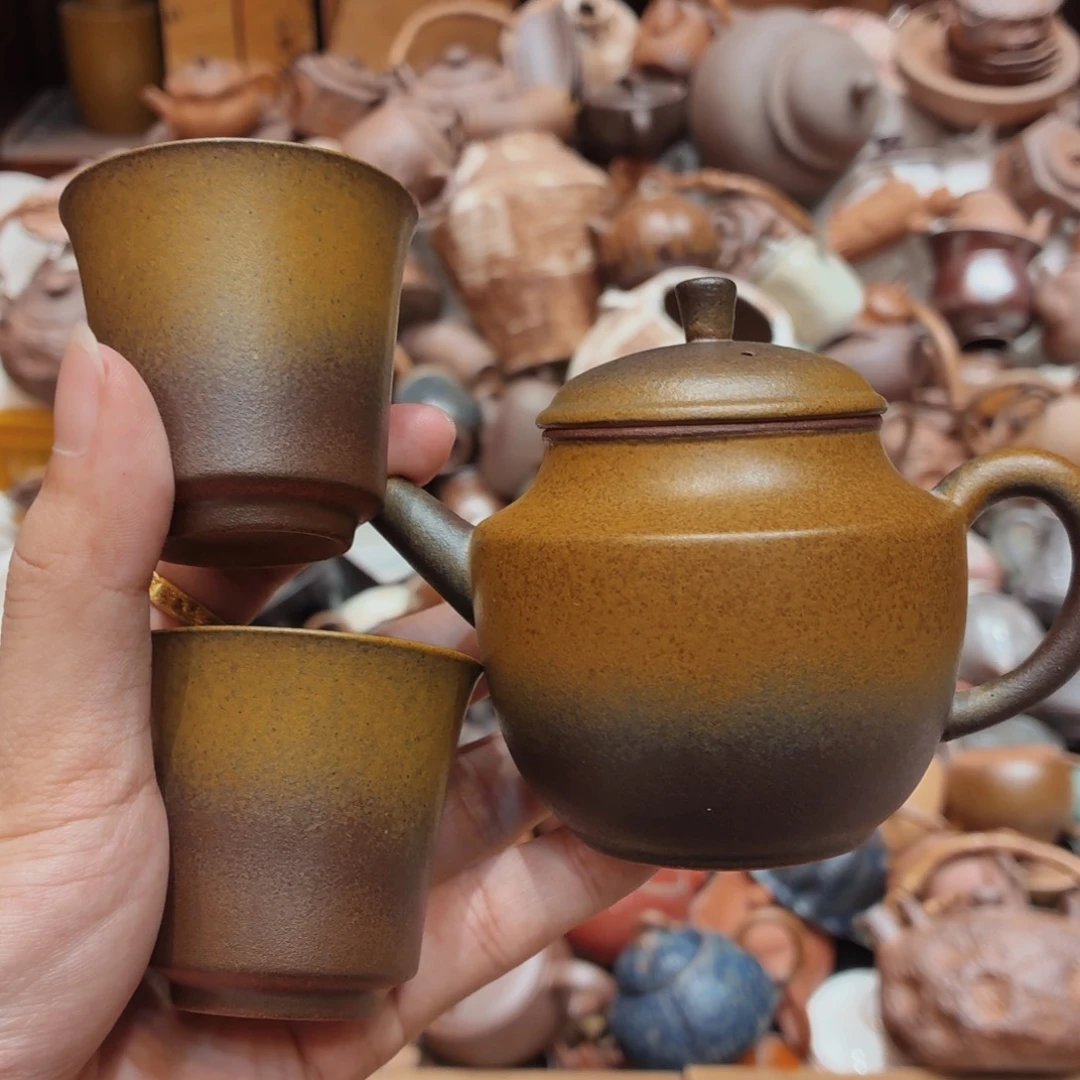 柴烧老岩泥高温茶器皿