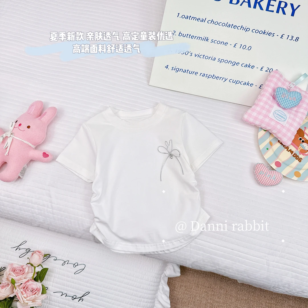 【Dannirabbit】简约蝴蝶结女童T恤 G-7001