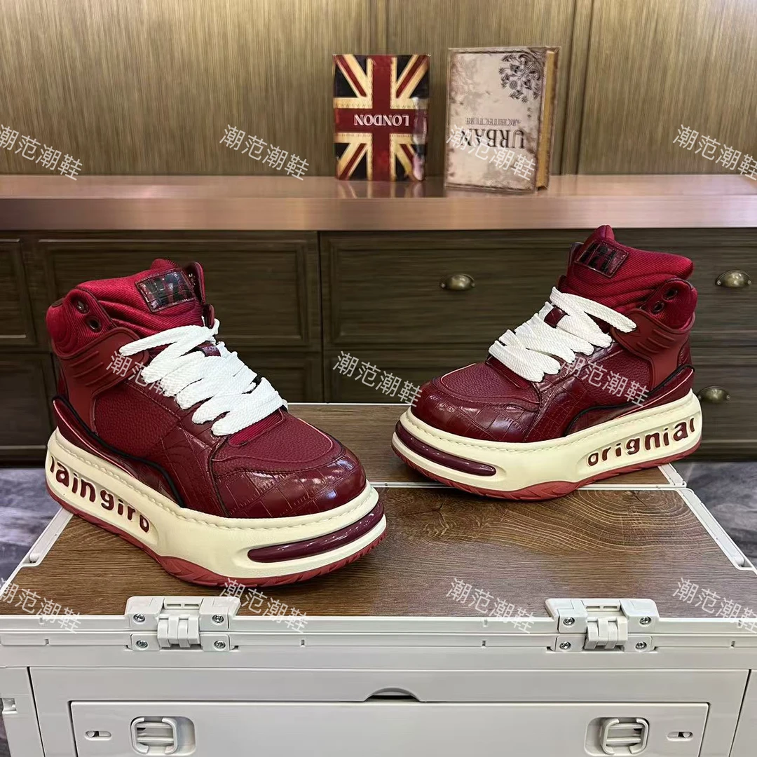 2024秋冬单棉新款高帮男款休闲鞋厚底增高舒适百搭时尚运动鞋潮鞋