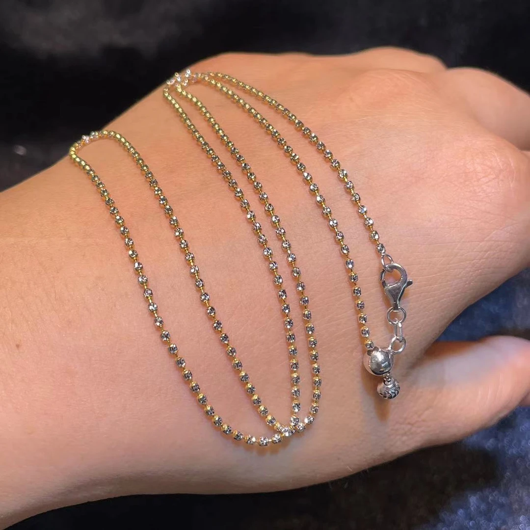 华林鹿姐 Y15 18K金珠珠钻石链 K黄白 可拉伸 5.8g 50CM *4087*