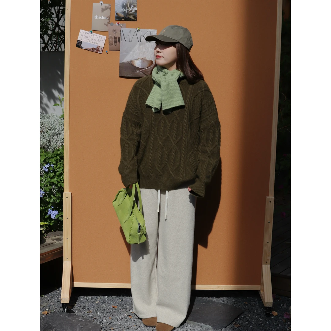 zhukele  加厚圆领爱心羊 毛套衫