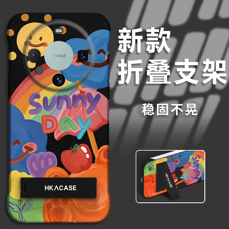 适用于华为mate60pro新款涂鸦小熊PC无边框手机壳