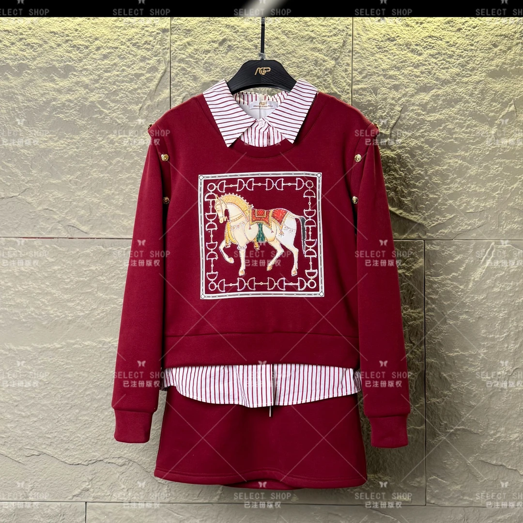 设计师<马年新款>减龄款|显瘦冬季长袖短裙休闲翻领-T325