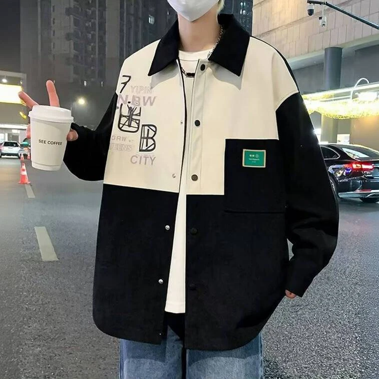 新款牛仔外套青少年夹克工装休闲秋季百搭帅气大学生轻奢痞帅男装