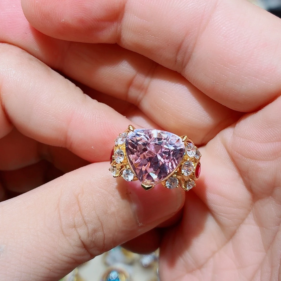 银S925镶嵌戒指锂辉石