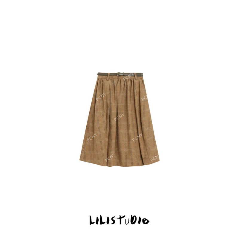 PCNY不理理“绵羊毛半裙”冬季新款韩系百搭休闲格纹裙子女