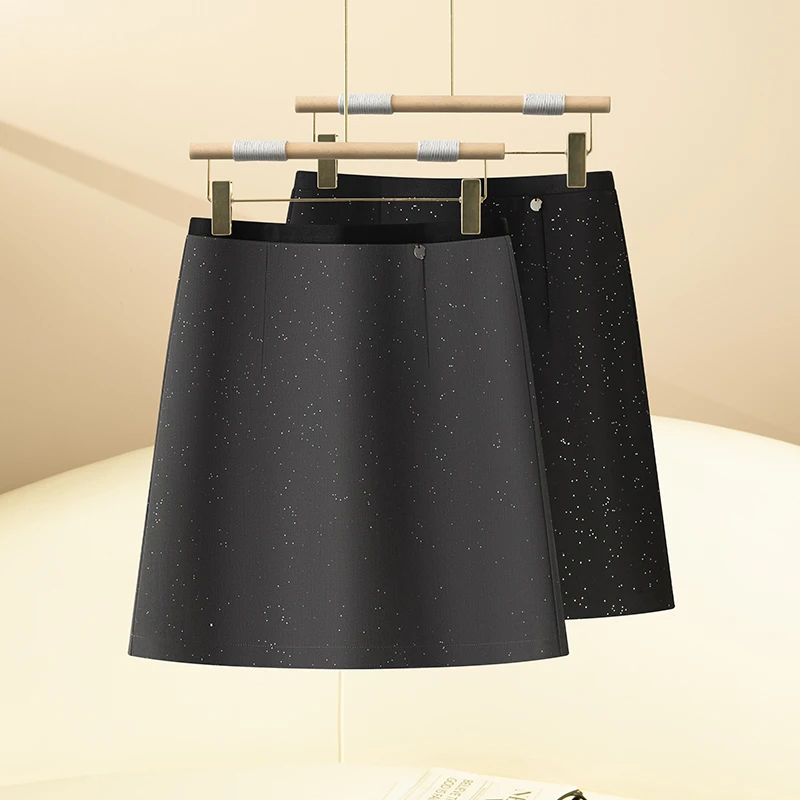 拉贝缇亮片闪闪A字短裙春季女2025新款高级感包臀裙春季西装半裙