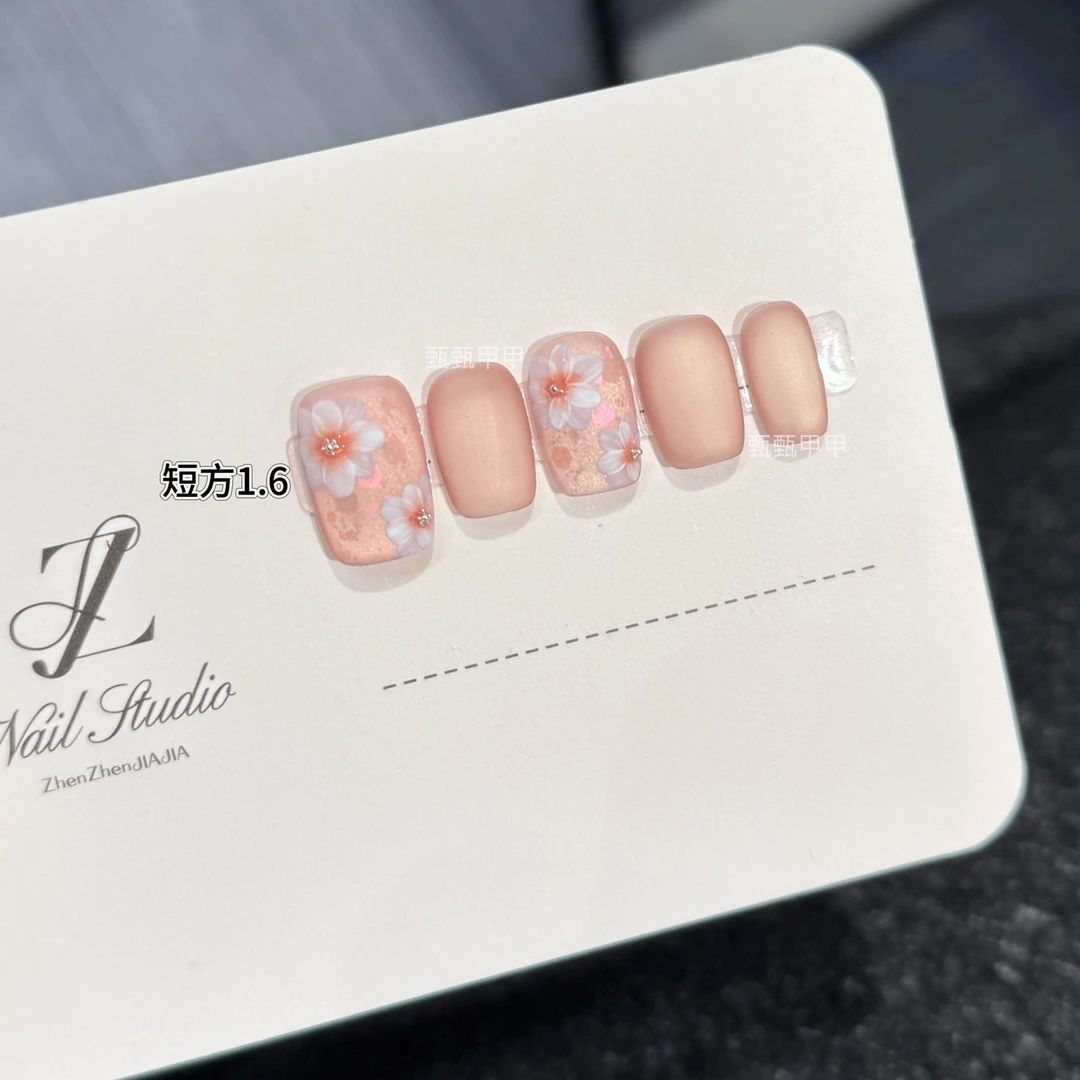 【橙花】手工定制穿戴甲贴片温柔春日少女感日常百搭美甲甲片