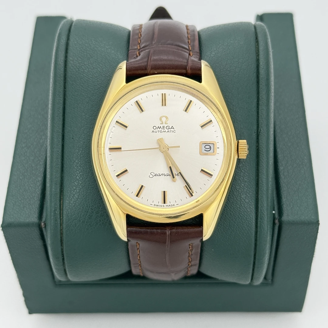 95新 Omega/欧米茄 表径35.5 经典海马包金复古简约机械表 M1756