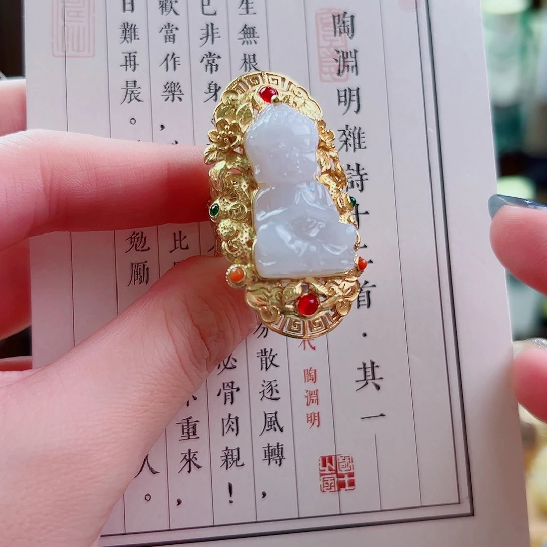 翡翠戒指银S925镶嵌戒指