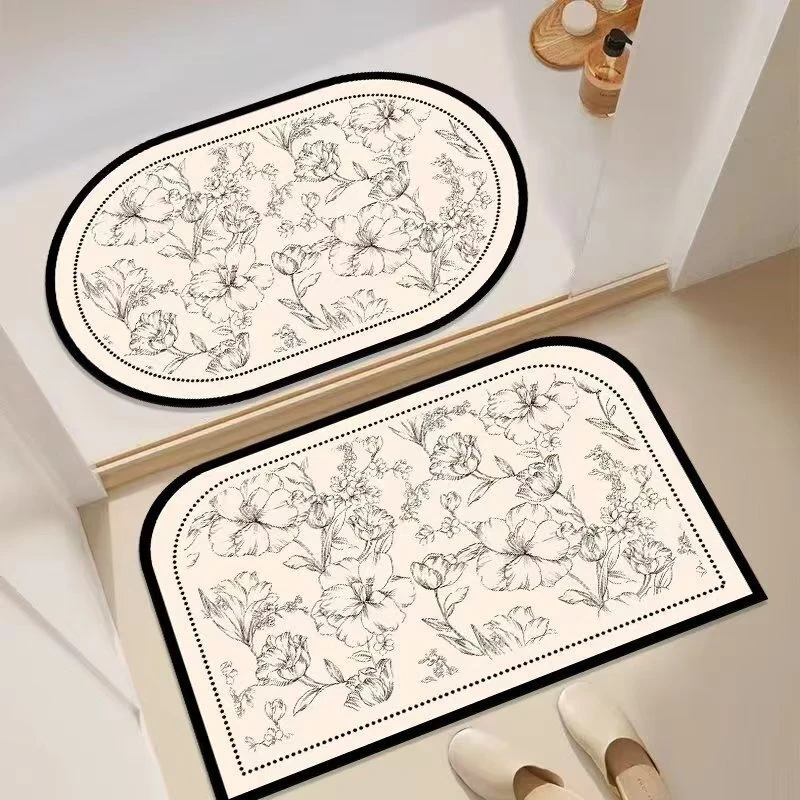 H030【40*60CM】*2张硅藻泥浴室地垫吸水速干防滑卫生间通用脚踏垫