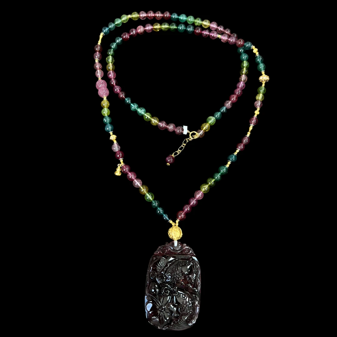 6131碧玺18k项链孤品，