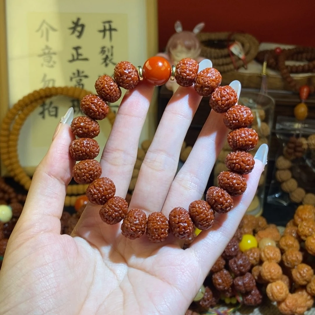 金刚菩提手串148玉化单圈圆玛
