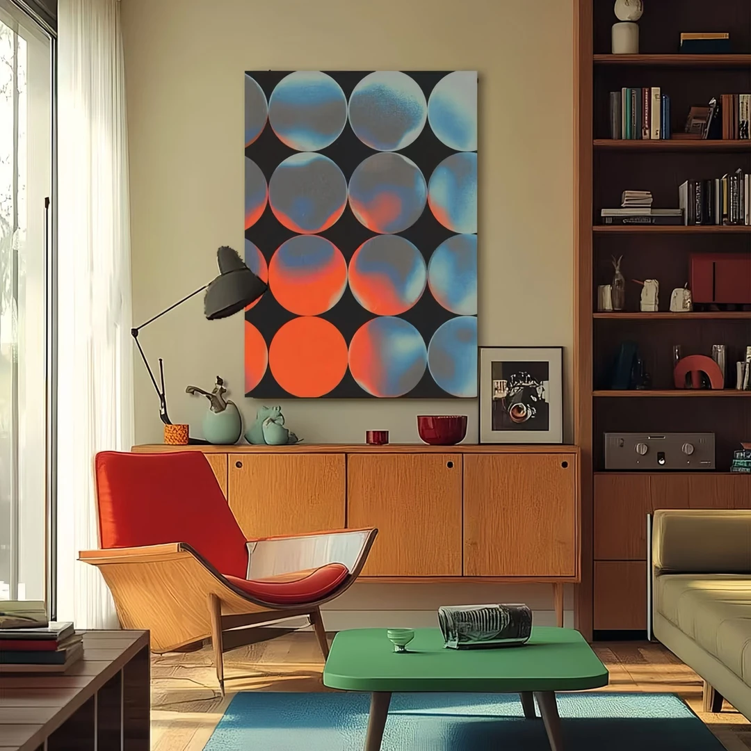 餐厅背景墙装饰画复古圆形中古包豪斯艺术挂画高级感多巴胺个性