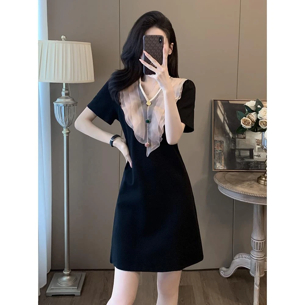 高级感法式连衣裙女夏季新款气质优雅显瘦宽松洋气衣服女装短裙子