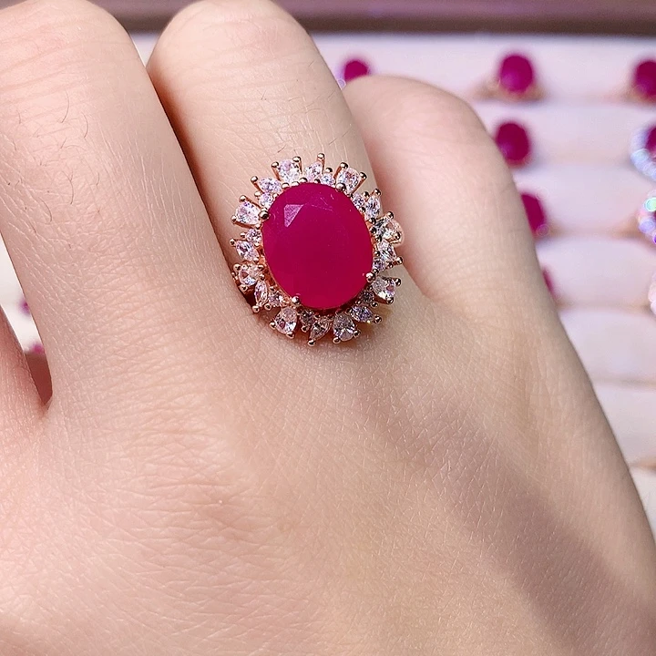 红宝石戒指银S925镶嵌