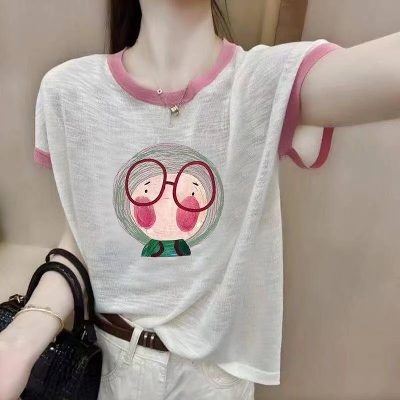 竹节棉短袖T恤新款大码宽松遮肚洋气妈妈百搭韩系ins时尚加大女装