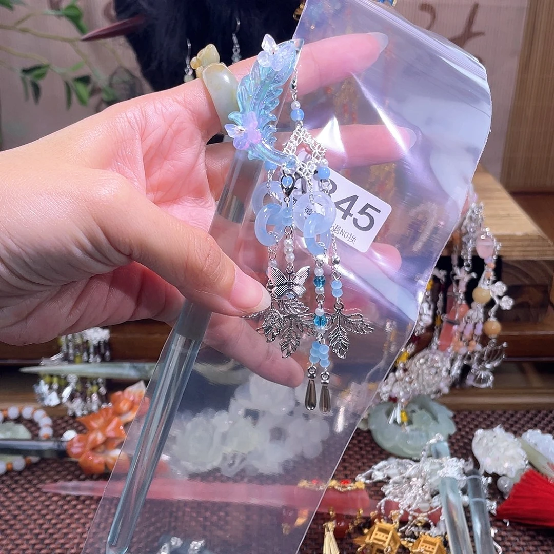 七****蛇纹石玉合金发饰