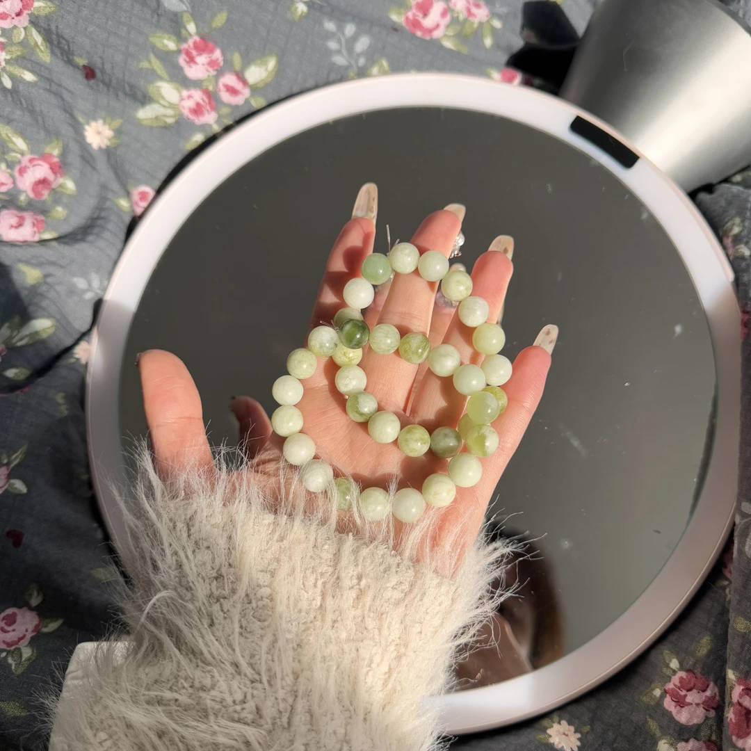 2条装天然玉石青提奶盖偏奶盖