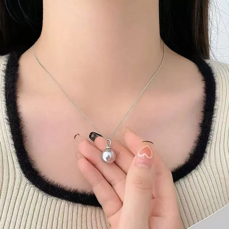 链子925银仿珍珠 项链气质小灯泡珠珠S925银时尚百搭简约SY660