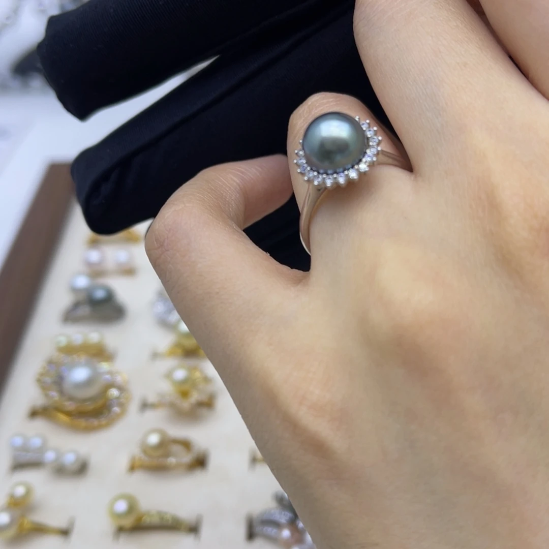 戒圈海水珍珠银S925镶嵌