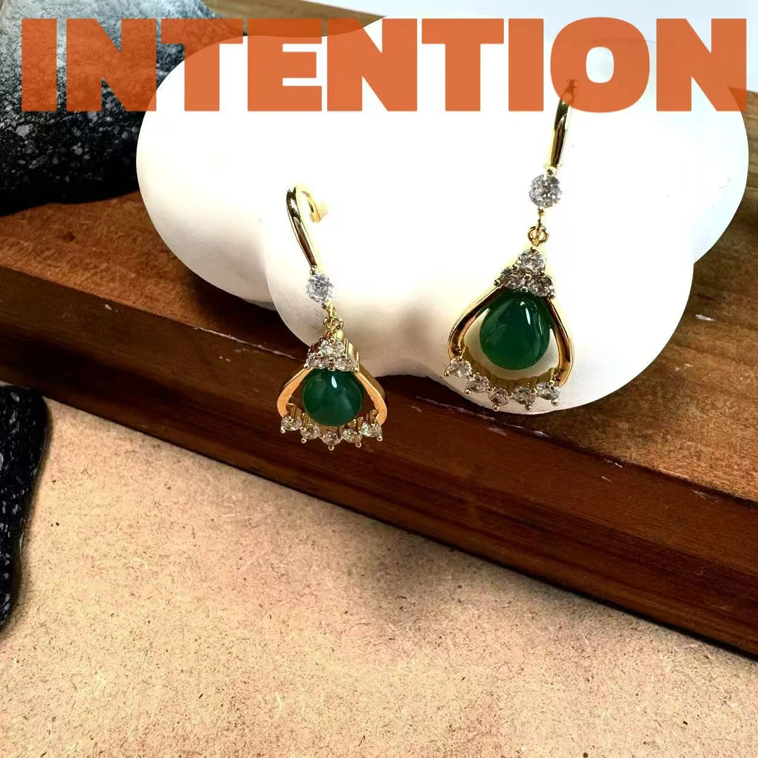 耳饰 G正品INTENTION 新中式满绿耳坠AE1051