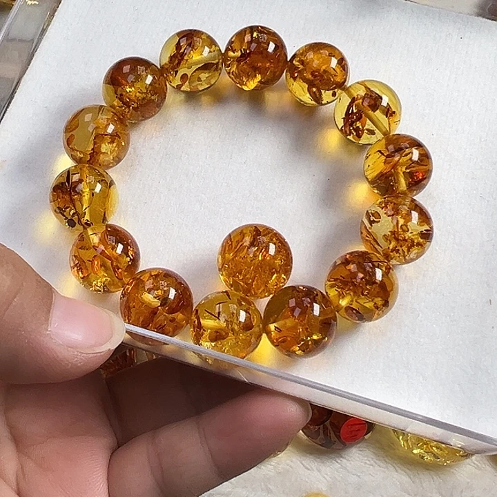 无***好琥珀（花珀）未镶嵌项圈