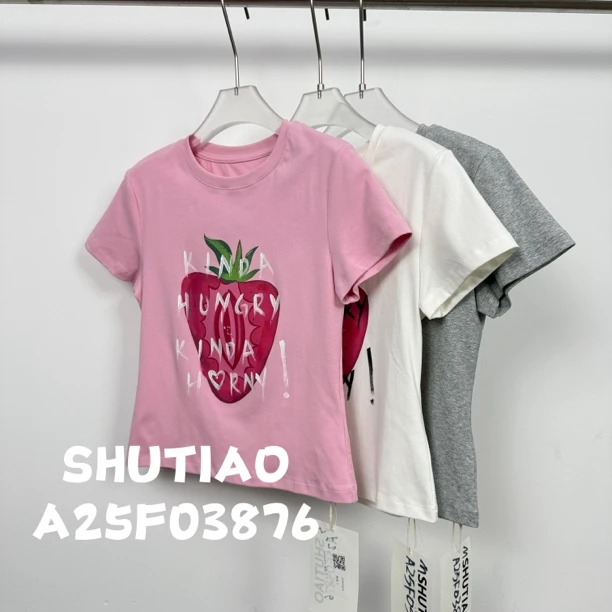 【SHUTIAO】2025夏季：新款小众设计款T恤A25F03876