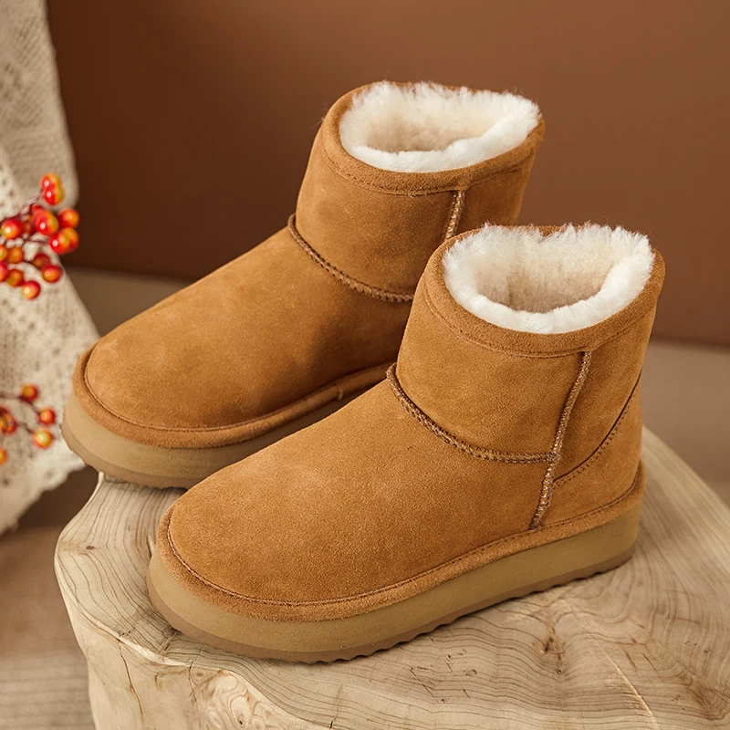 【经典款】羊皮毛一体厚底雪地靴女款2024新款冬季加绒加厚棉鞋女