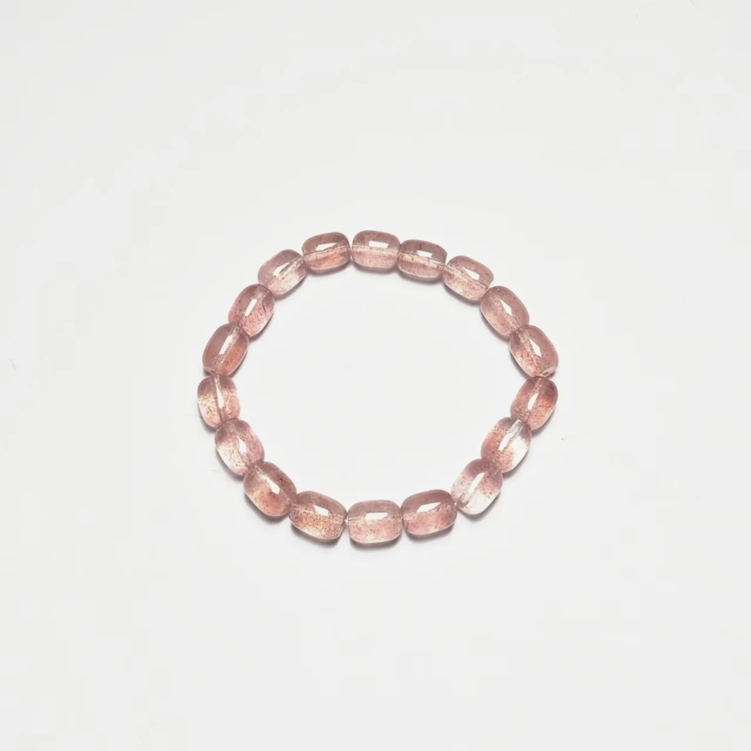 【贤哥珠宝】草莓晶桶珠单圈手串手链粉色梦幻精美气质百搭