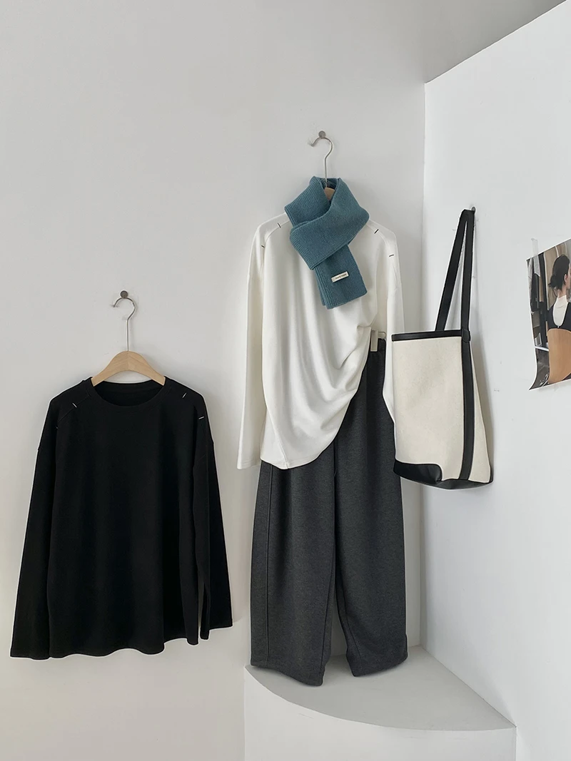 Kerin-肩部设计感双面暖绒打底T恤25766693