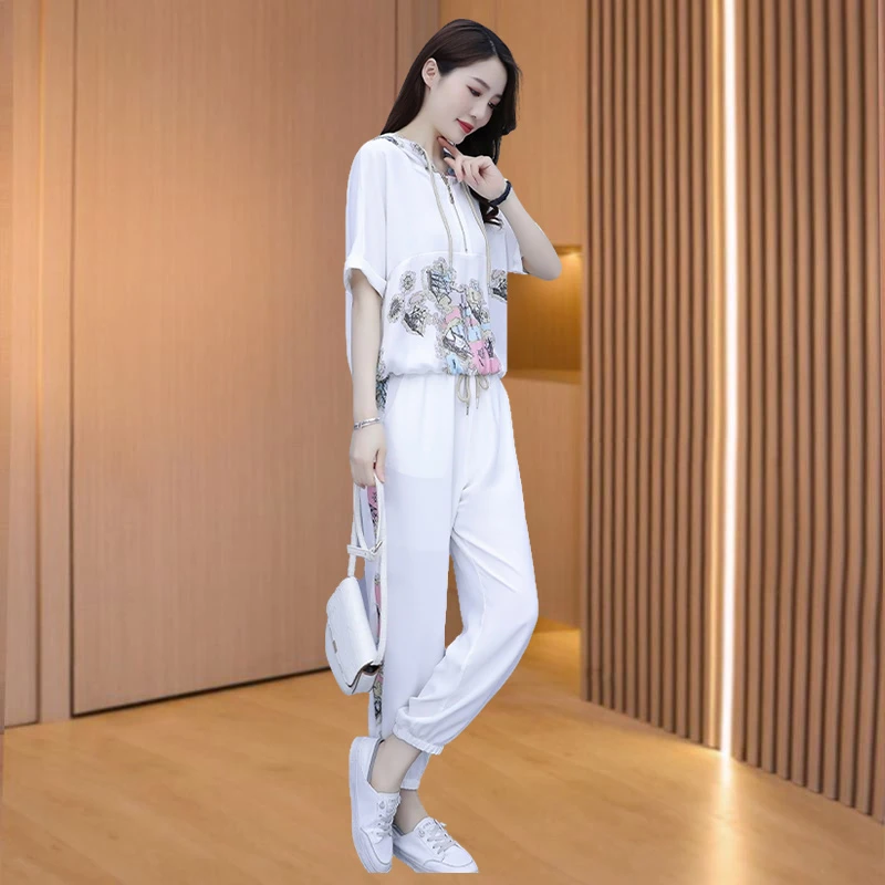 休闲运动服套装2025新款夏季女装妈减龄时尚洋气质品牌轻奢两件套