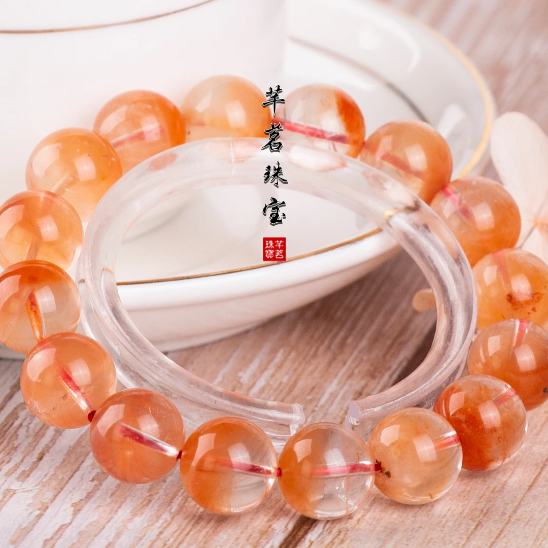 天然红兔毛手链红水晶满发满色红发晶手串男女配饰正品保障