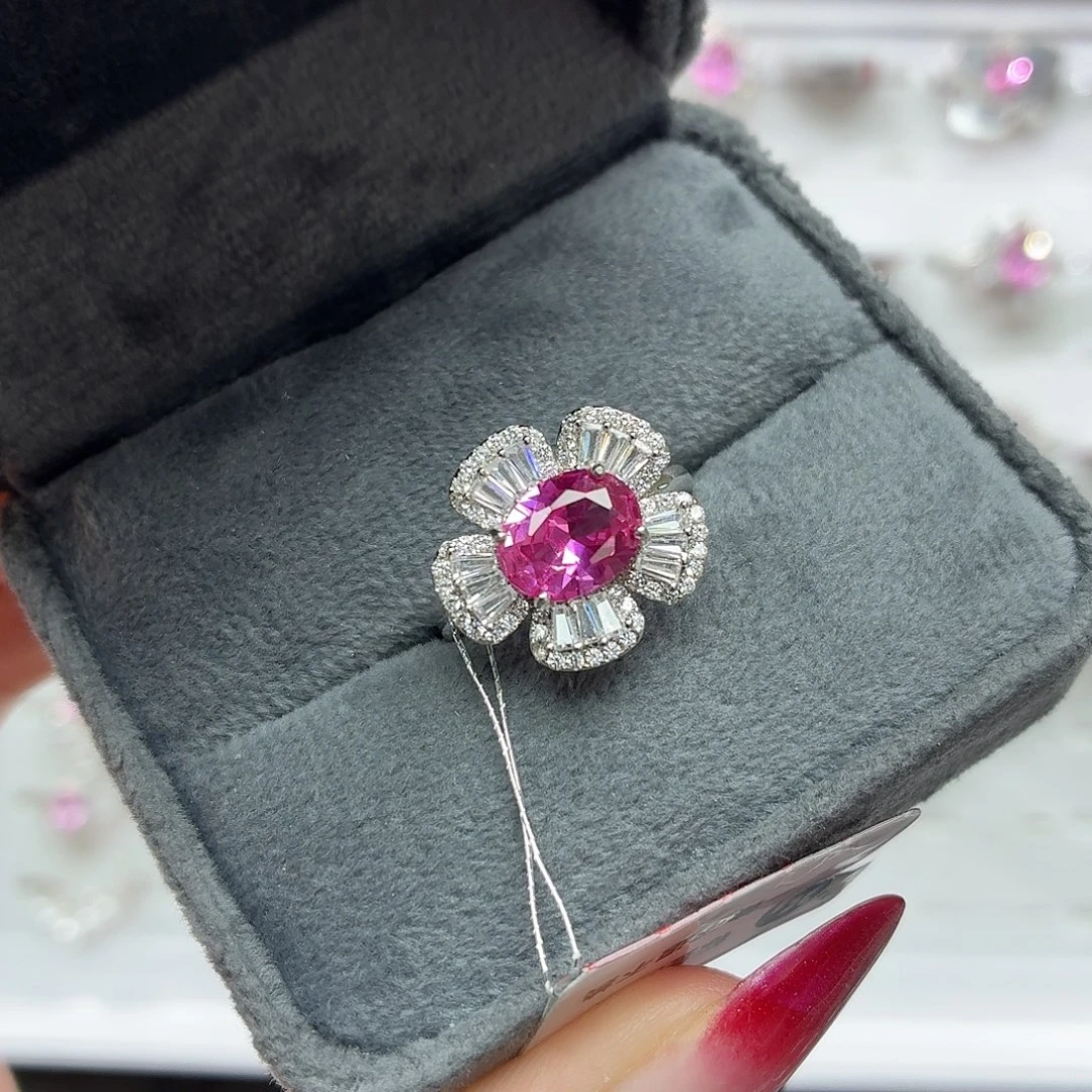 925银培育帕帕拉恰色粉蓝宝