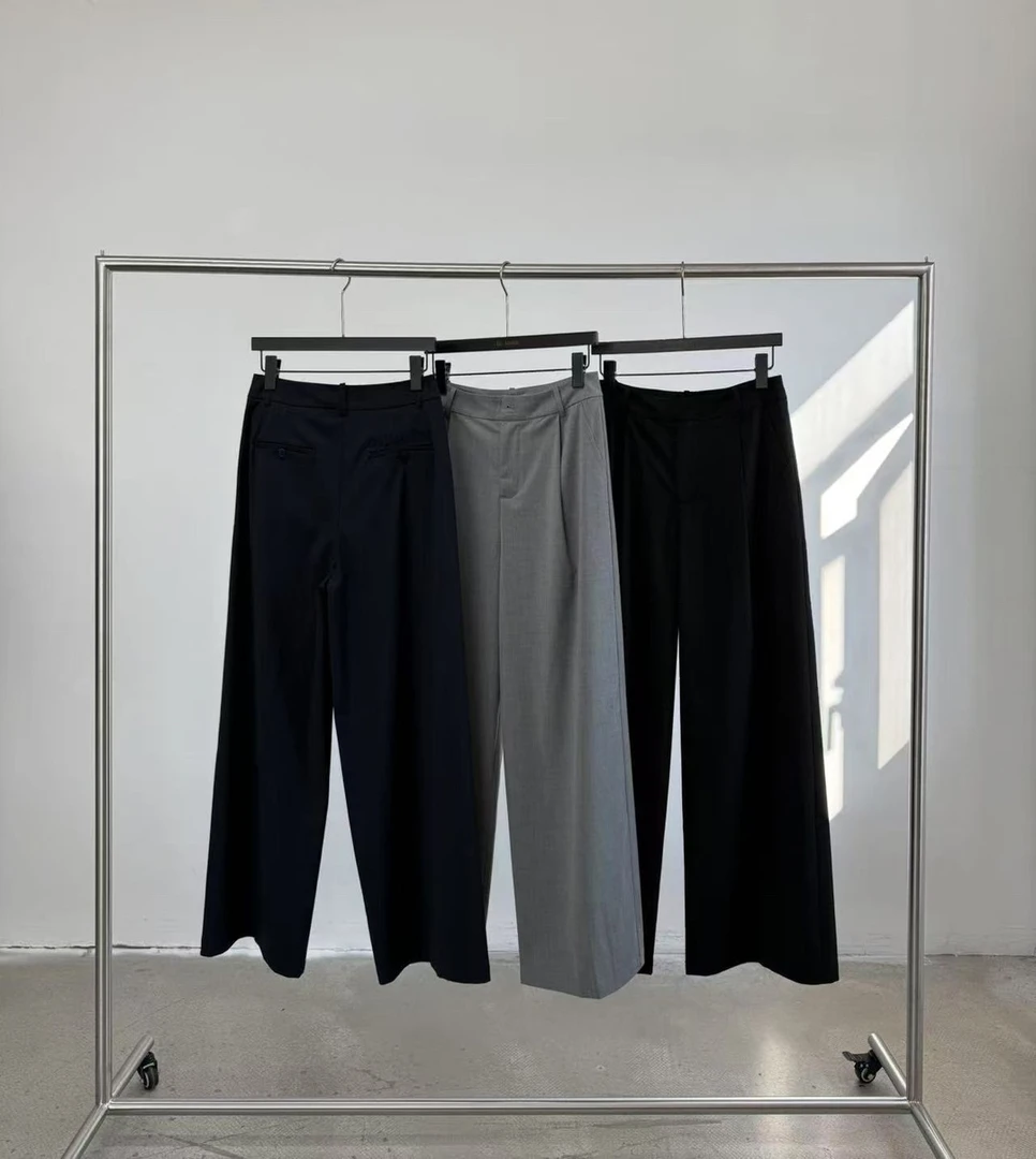 【NO退NO换】福秒-通勤必备！垂坠感高腰阔腿西装裤（HUL1015#）HU