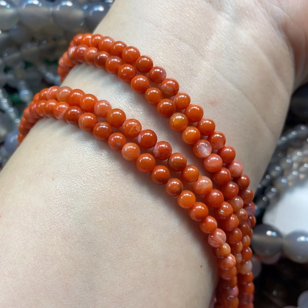 玛瑙/玉髓未镶嵌珠宝半成品南红玛瑙4mm