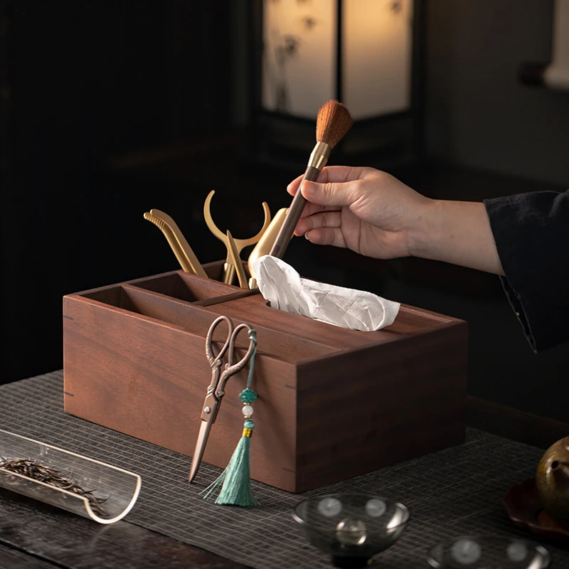 胡桃木现代茶道六君子套装茶剪茶具配件茶桌泡茶工具家用茶道用具