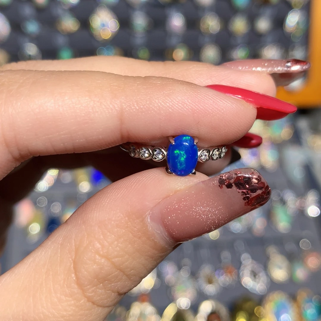 银S925镶嵌欧泊欧泊戒指y