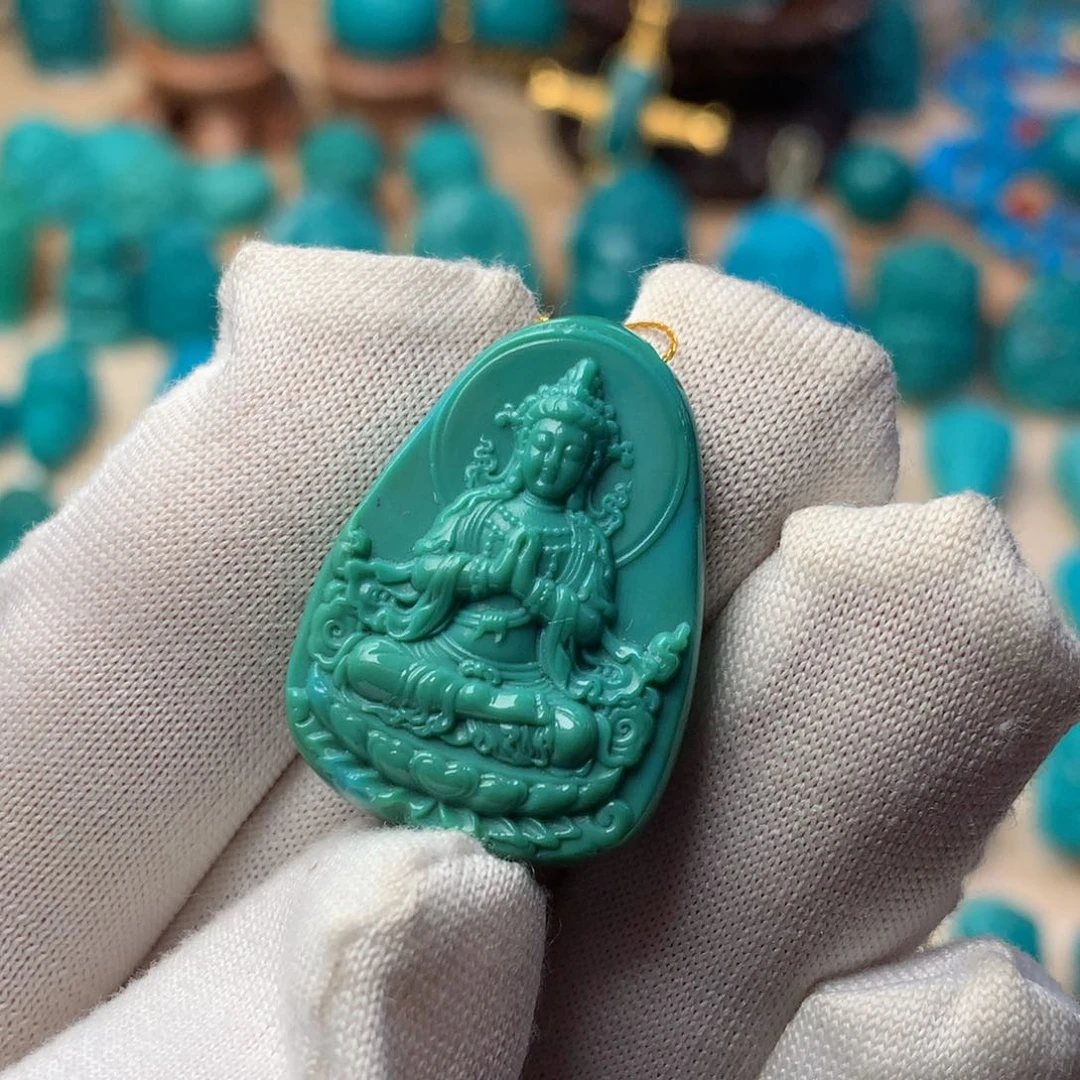 绿松石珠宝奇石未镶嵌精品观音