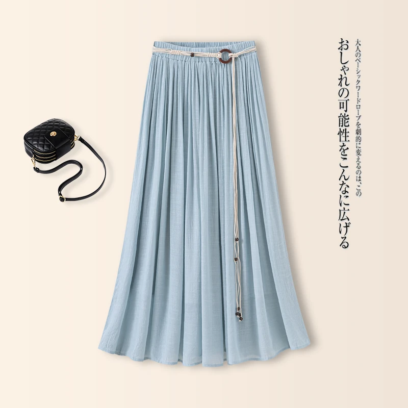 拉夏贝尔民族风半身裙女2025夏季薄款百褶裙高腰a字波西米亚伞裙