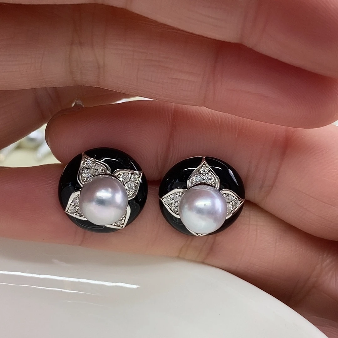 耳饰海水珍珠银S925镶嵌