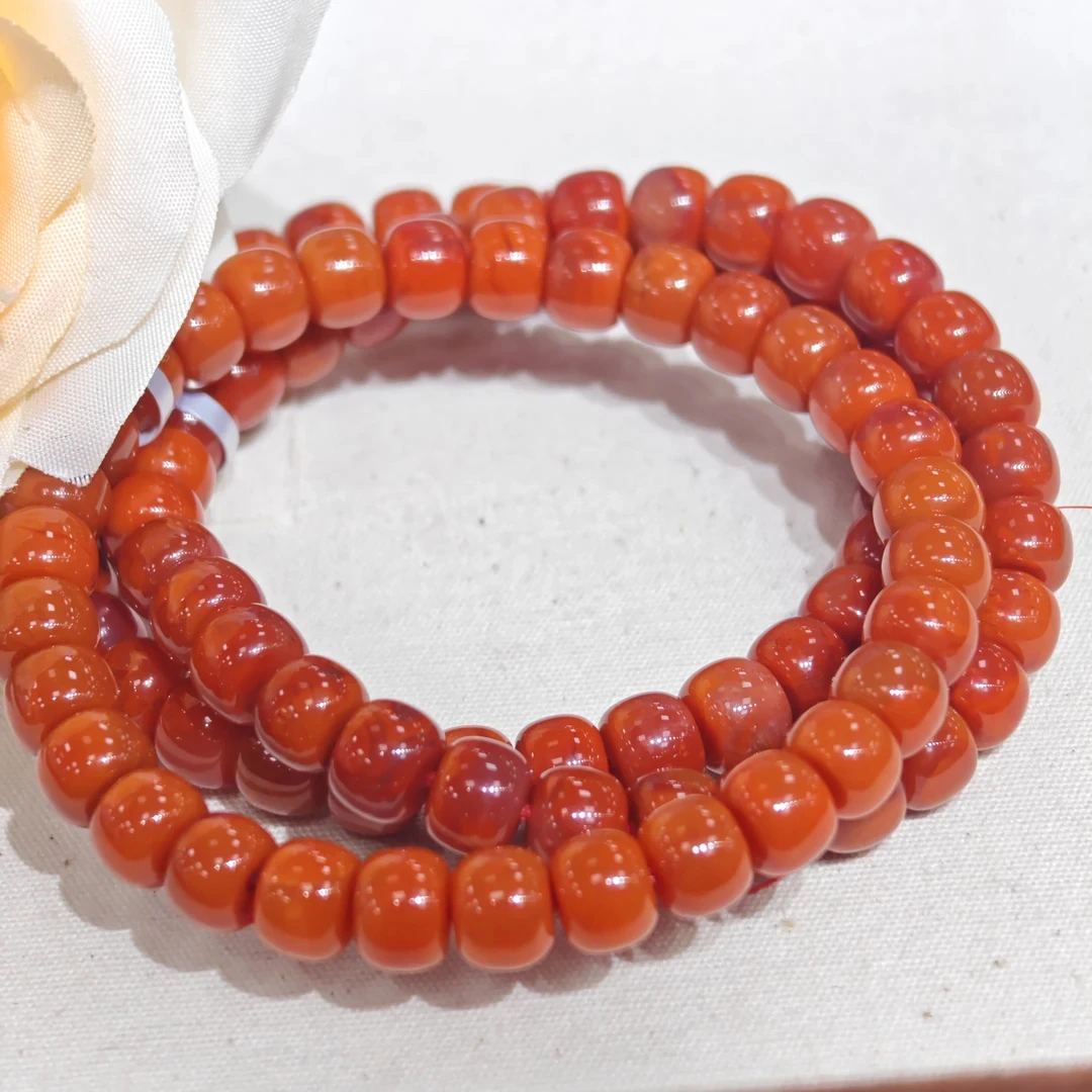 【书记甄选】天然南红老型珠单圈手链 多样性发一件 约7mm YW2969