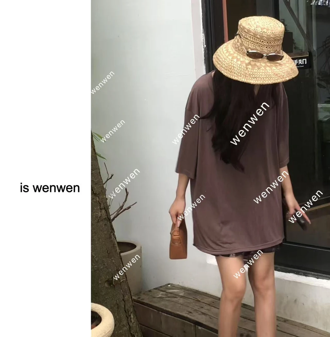 【WEN】初夏海风 夏季新款慵懒感T恤雪花肌理宽松休闲上衣 YS958