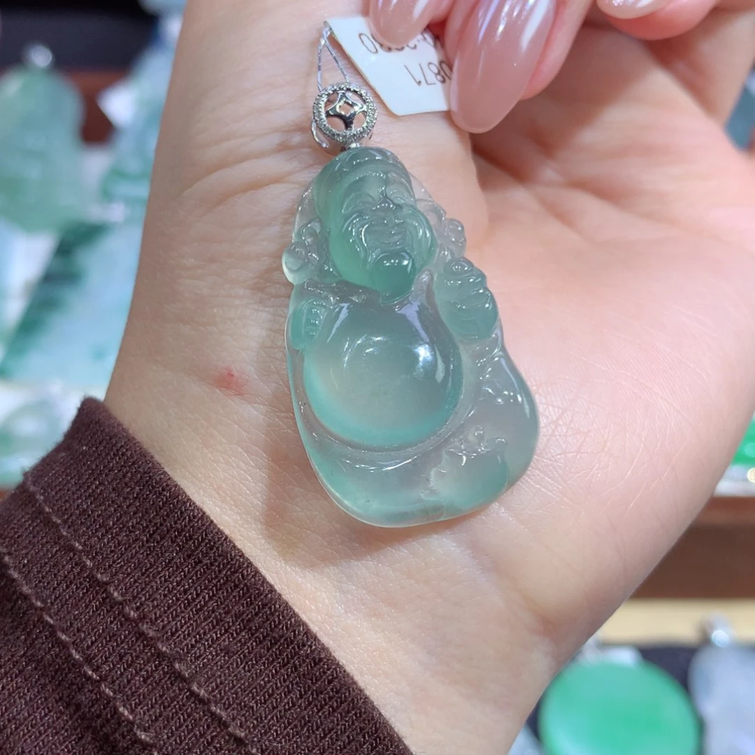 吊坠(不含链)18K金镶嵌翡翠