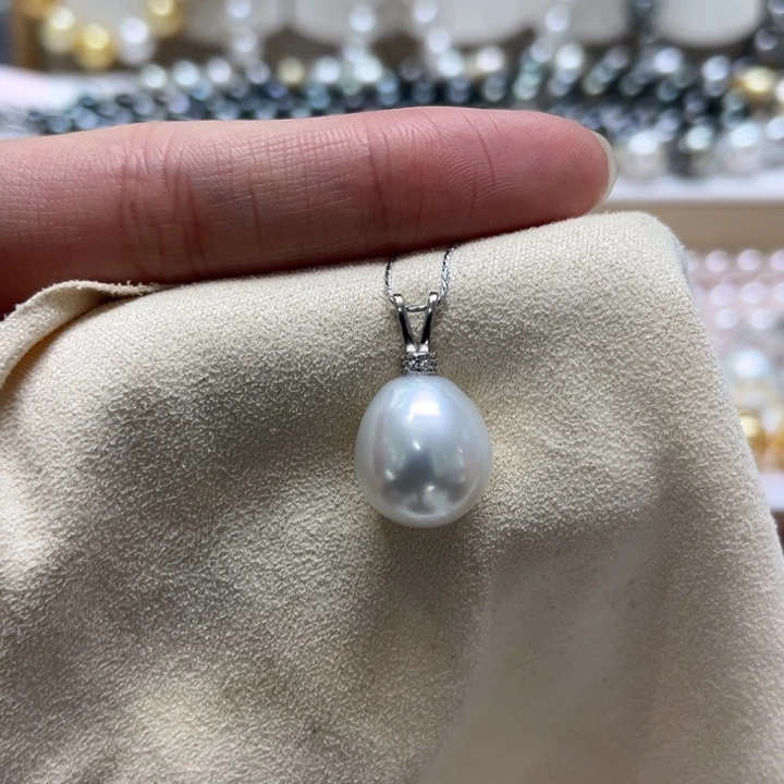 吊坠(不含链)银S925镶嵌海水珍珠13-14m 37号